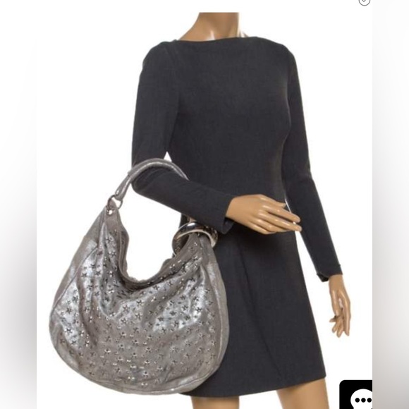 Jimmy Choo Silver Leather Star Studded Sky Bangle Hobo EUC w/ dustbag - Picture 13 of 13